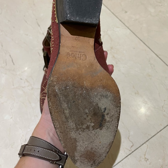 Chloe maroon studded booties - Picture 2 of 5